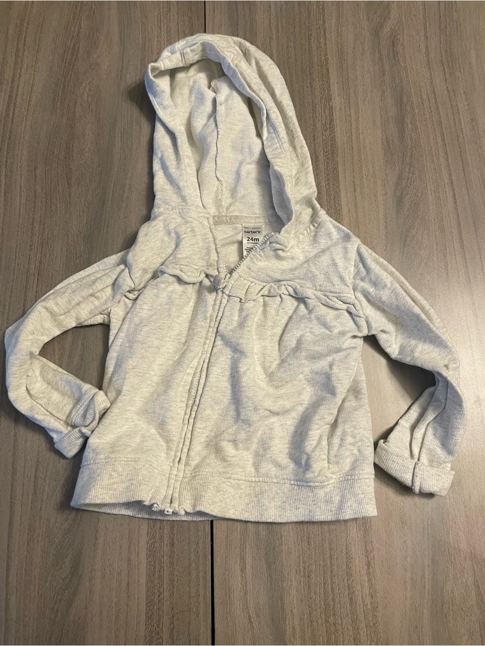 Carter's Ruffle Gray Zip-Up Hoodie – Size 24M